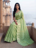 Green Tissue Ikkat Handloom Woven Saree