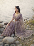 Lavender Tissue Geometric Sequence Work Saree