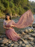 Pink Tissue Geometric Sequence Work Saree