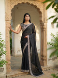 Black Silk Sequence & Mirror Work Saree