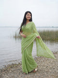 Green Tissue Geometric Sequence Work Saree