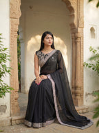 Black Silk Sequence & Mirror Work Saree