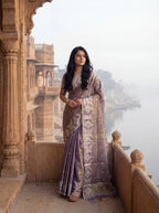 Purple Tissue Ikkat Handloom Woven Saree