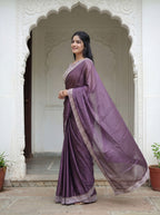 Lavender Silk Sequence & Mirror Work Saree