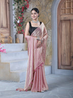 Pink Pure Chiffon Mirror Work Saree