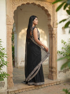 Black Silk Sequence & Mirror Work Saree