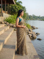 Grey Tissue Geometric Sequence Work Saree