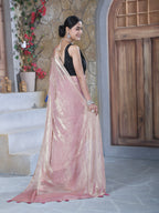 Pink Pure Chiffon Mirror Work Saree