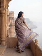 Purple Tissue Ikkat Handloom Woven Saree