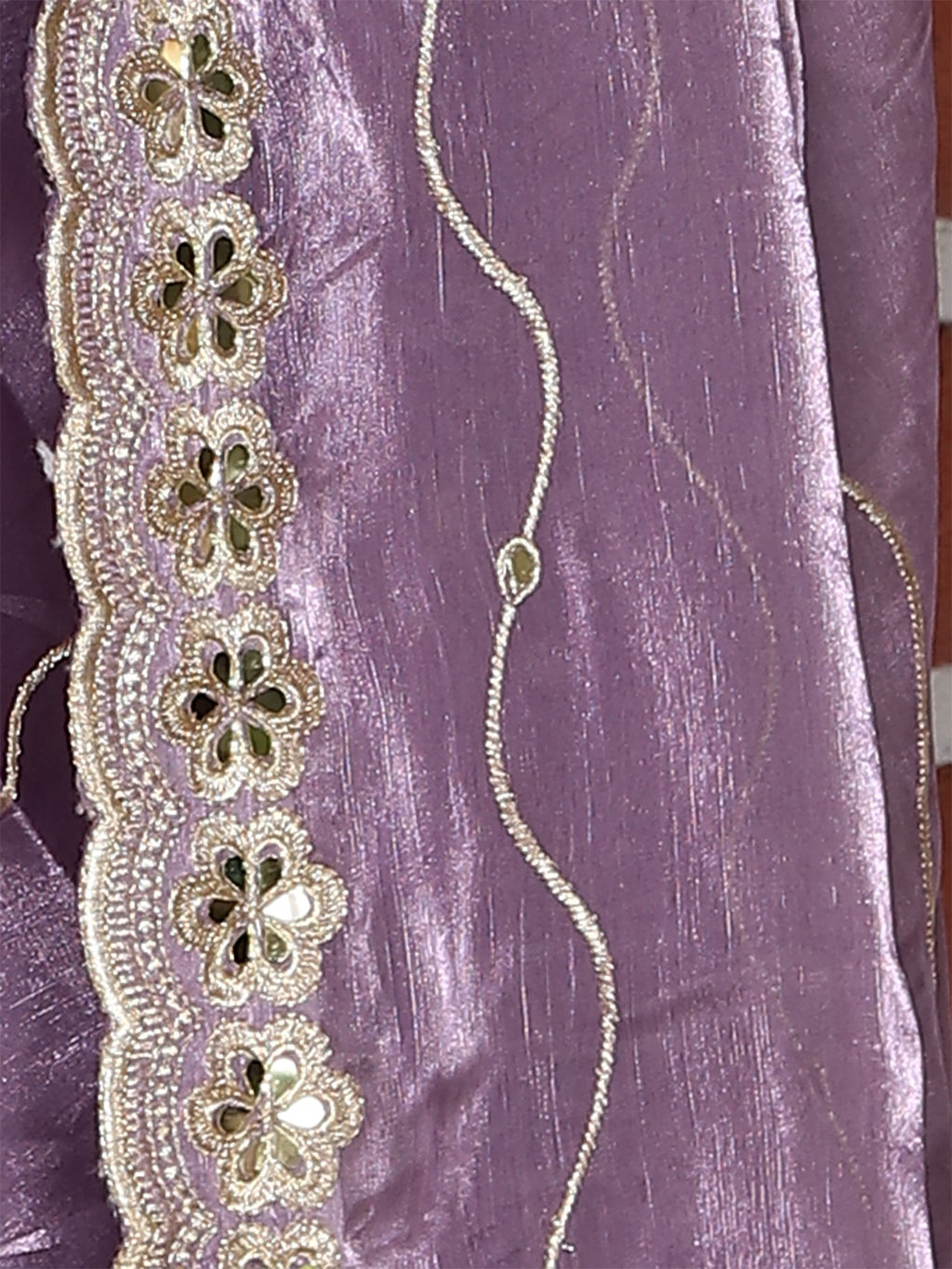 Lavender Organza Striped Zari Work Saree