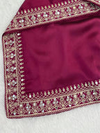 Pink Silk Sequence & Mirror Work Saree