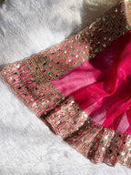 Pink Tissue Sequence & Mirror Work Saree