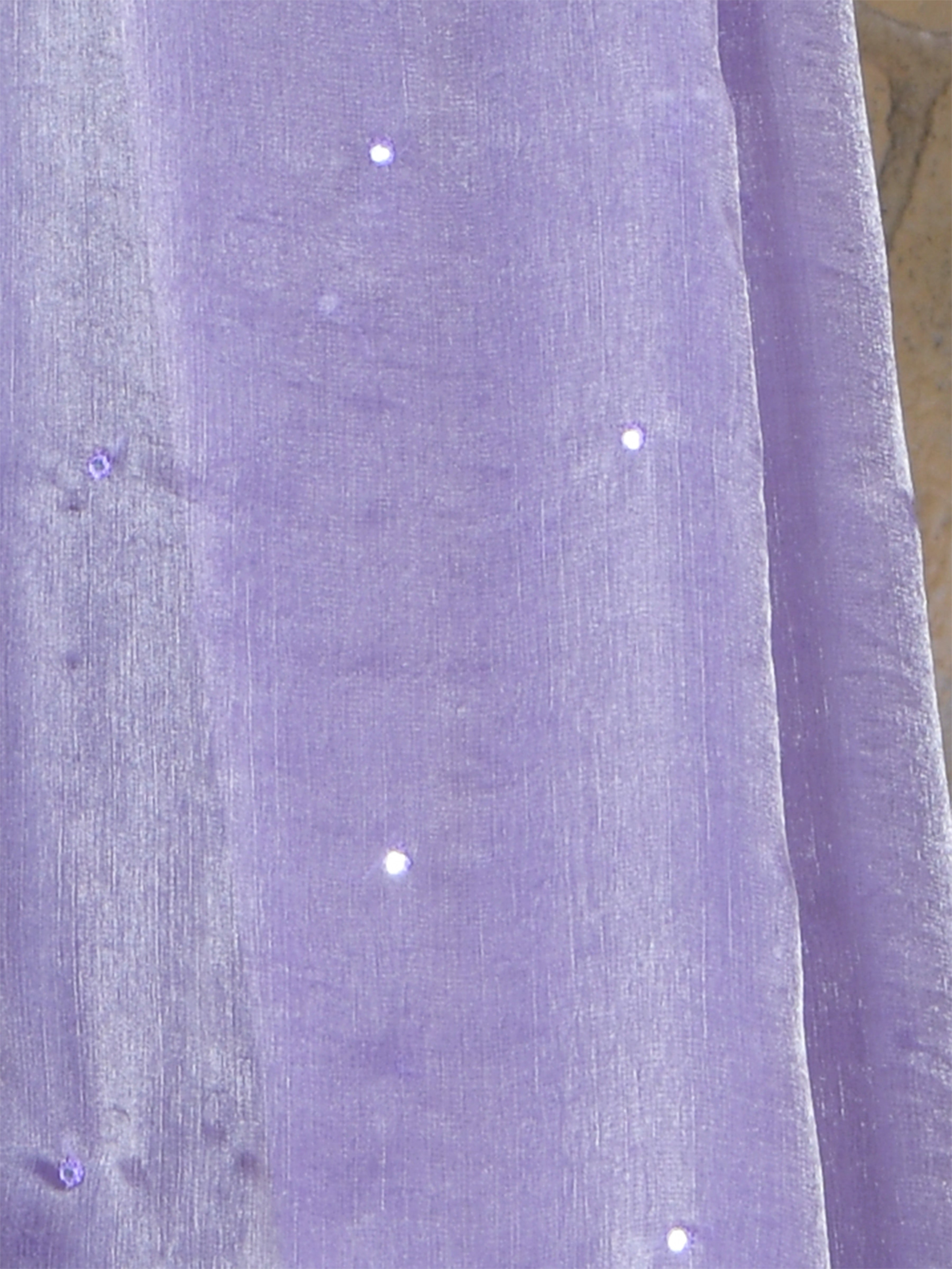 Lavender Pure Chiffon Mirror Work Saree