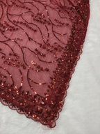 Maroon Net Floral Sequence Work Saree
