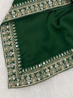 Green Silk Sequence & Mirror Work Saree