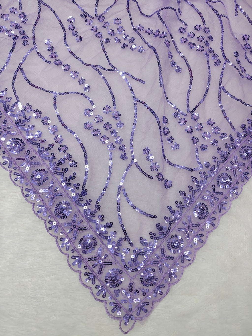 Lavender Net Floral Sequence Work Saree