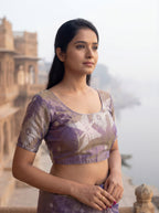 Purple Tissue Ikkat Handloom Woven Saree