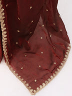 Maroon Tissue Floral Zari Work Saree