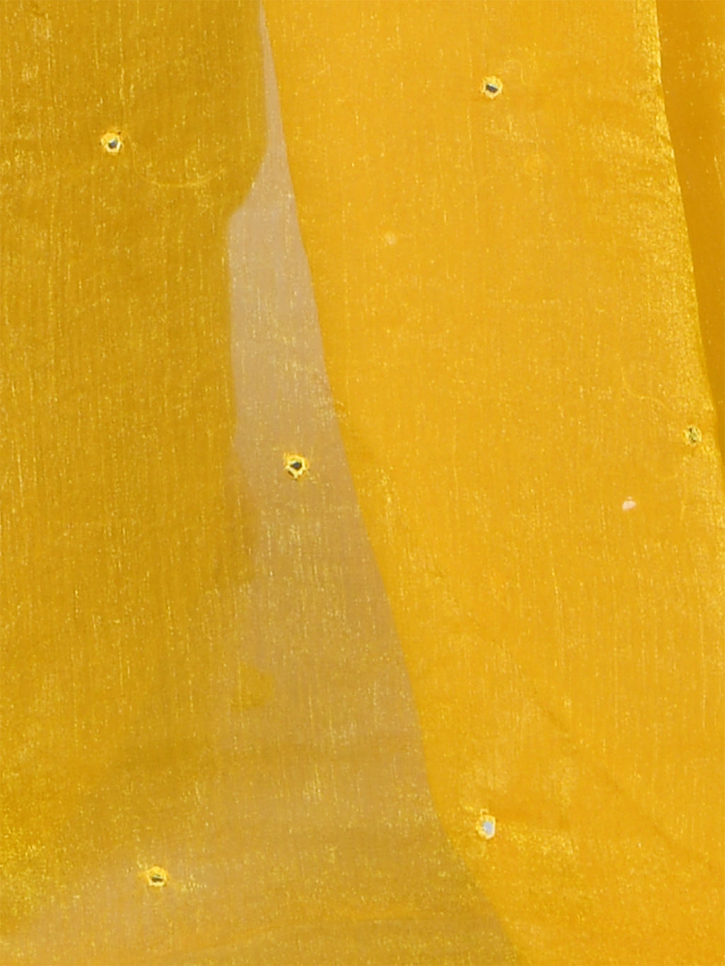 Mustard Pure Chiffon Mirror Work Saree
