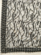 Black Net Floral Sequence Work Saree