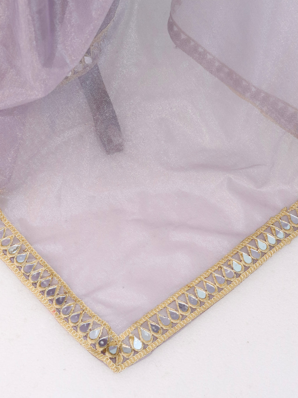 Lavender Tissue Geometric Mirror Work Saree