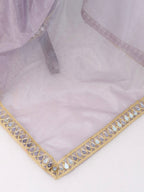 Lavender Tissue Geometric Mirror Work Saree