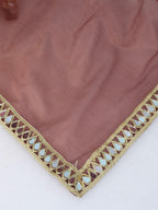 Maroon Tissue Geometric Mirror Work Saree