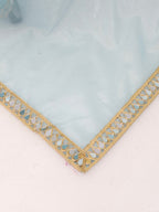 Blue Tissue Geometric Mirror Work Saree