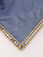 Royal Blue Tissue Geometric Mirror Work Saree