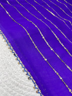 Blue Poly Georgette Striped Sequence Work Saree