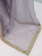 Lavender Tissue Geometric Mirror Work Saree