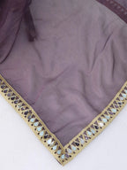 Magenta Tissue Geometric Mirror Work Saree