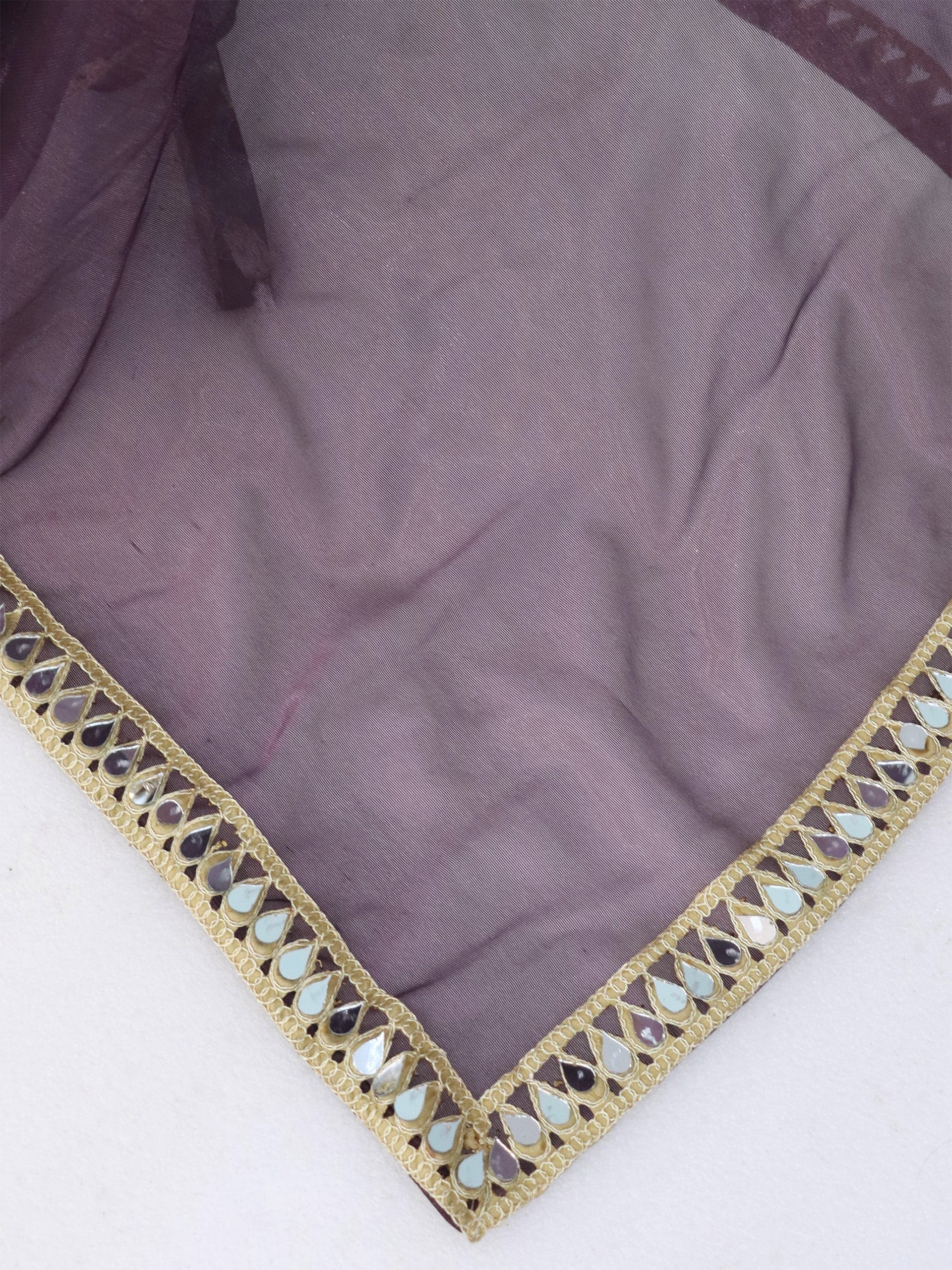 Magenta Tissue Geometric Mirror Work Saree