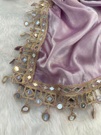 Lavender Organza Mirror Work Saree
