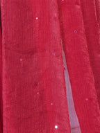 Red Pure Chiffon Mirror Work Saree