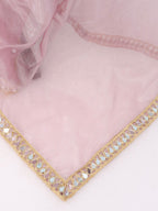 Pink Tissue Geometric Mirror Work Saree