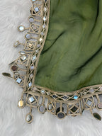 Green Organza Mirror Work Saree