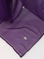Purple Georgette Floral Stone & Beads Work Saree