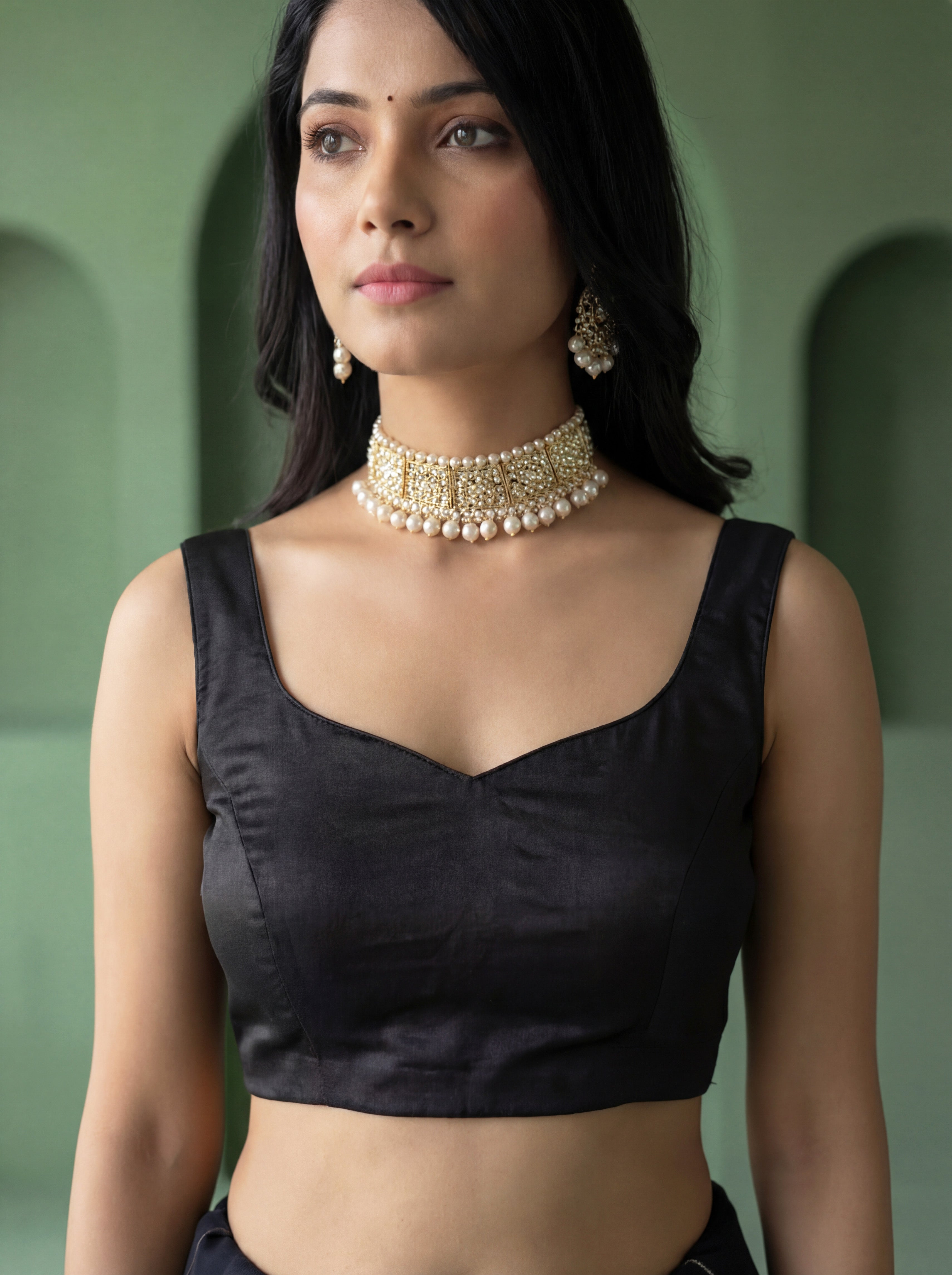 Black Organza Striped Zari Work Saree