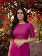 Pink Georgette Floral Stone & Beads Work Saree