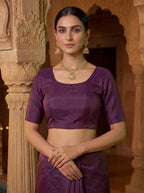 Magenta Tissue Geometric Mirror Work Saree