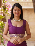 Burgundy Organza Mirror Work Saree