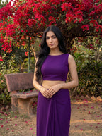 Purple Georgette Floral Stone & Beads Work Saree