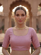 Pink Tissue Geometric Mirror Work Saree